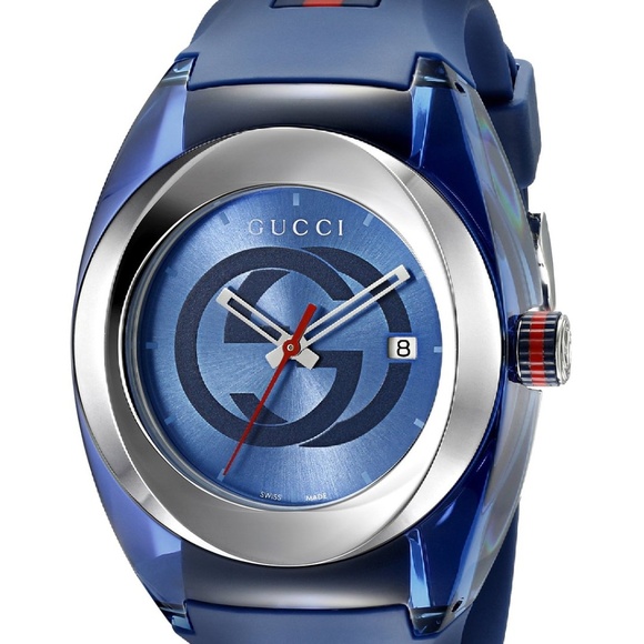 Gucci Sync XXL Blue Rubber Unisex Watch YA137104 - Picture 1 of 10